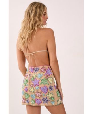 Women's Embellished Halter Neck Mini Dress