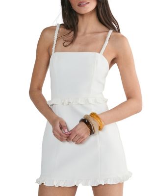 Women's Ruched Strap Ruffle Tailored Mini Dress