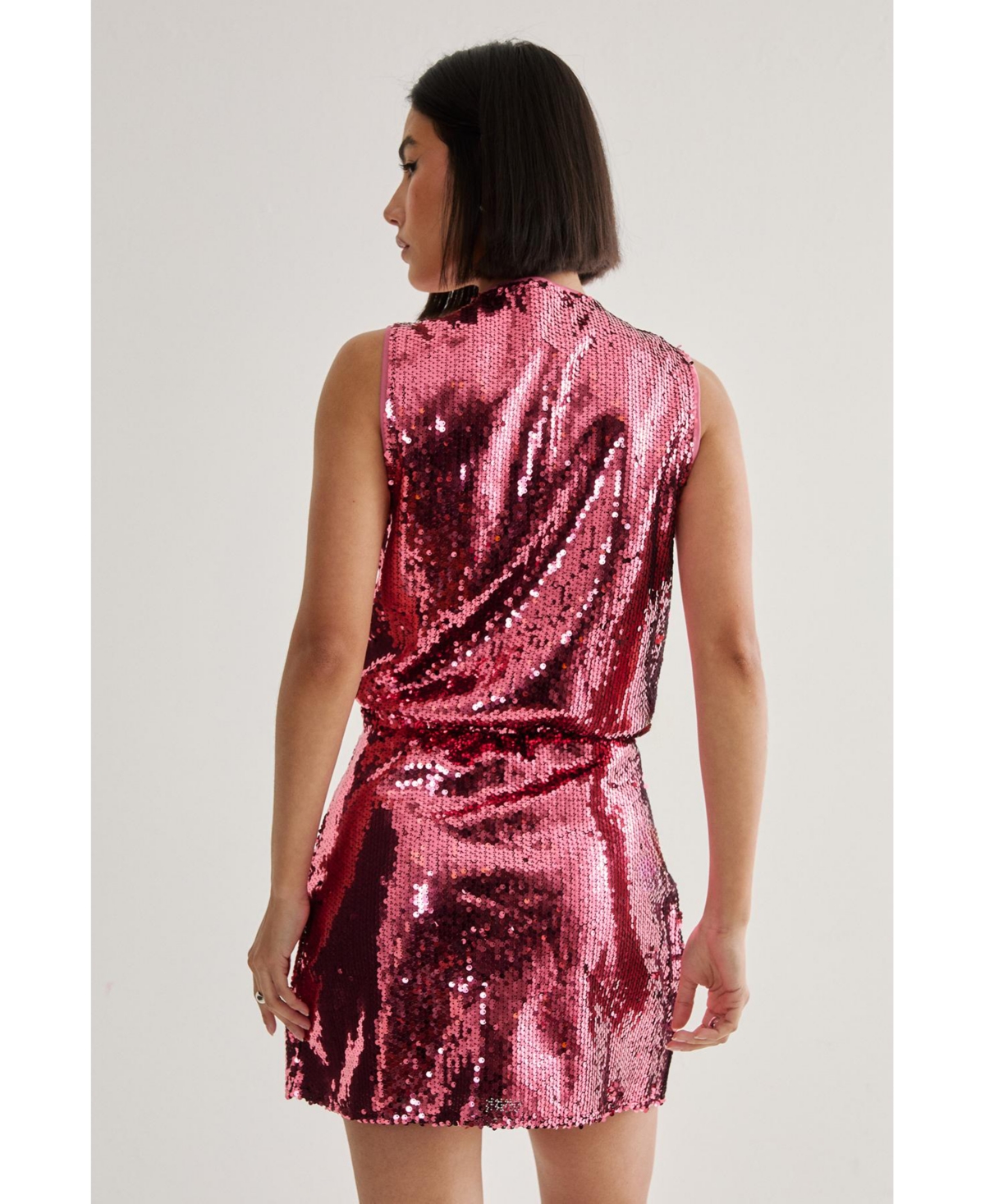 Nasty Gal Women's Sequin Plunge Keyhole Blouson Mini Dress