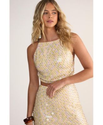 Women's Studded Sequin Beaded Mini Skirt