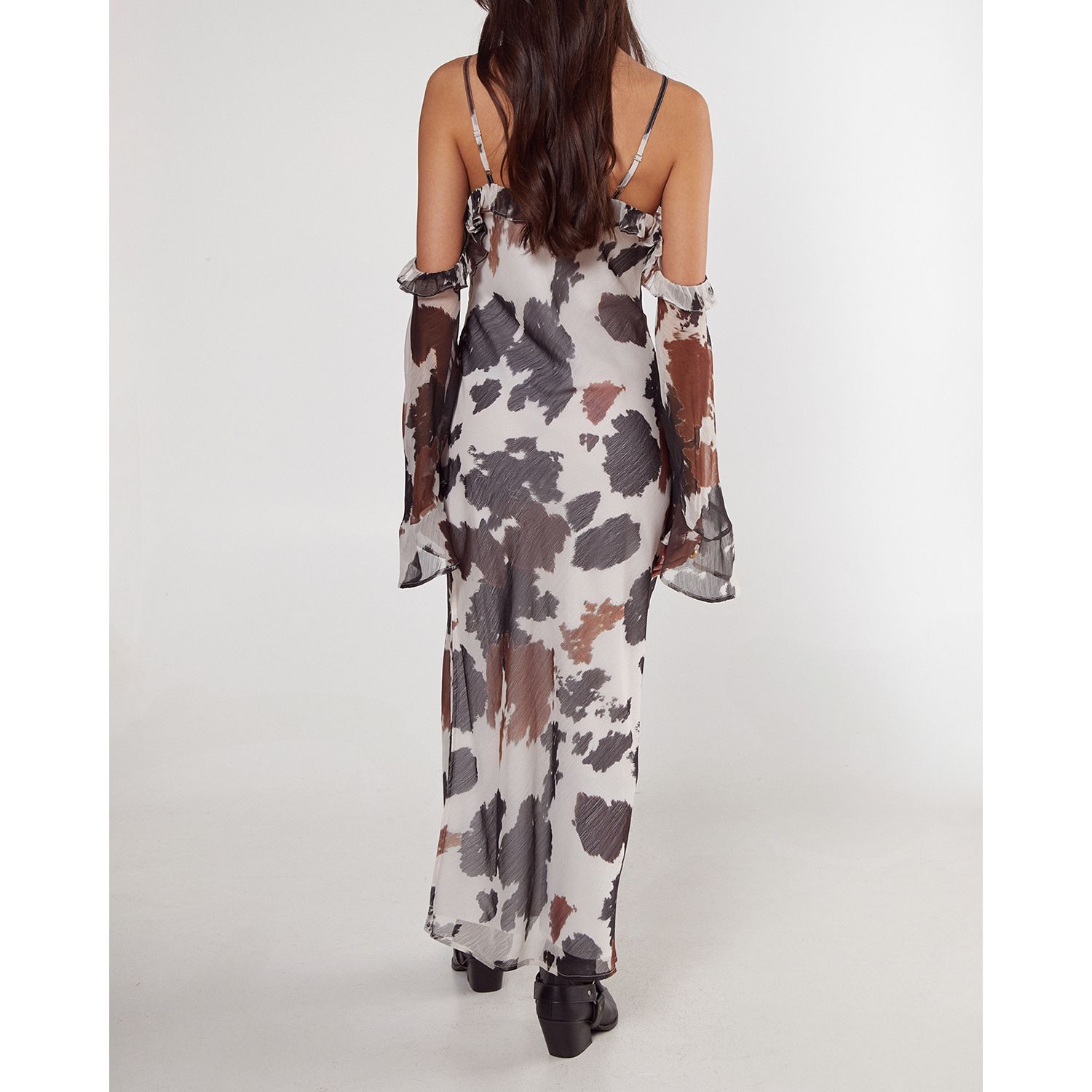 Women's Cold Shoulder Bias Cut Split Maxi Dress
