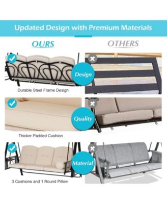 3-Seat Porch Swings with Adjustable Canopy