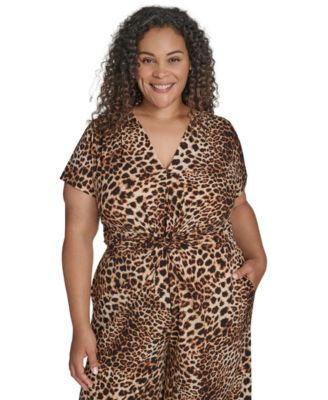 Plus Size Animal Print Jumpsuit