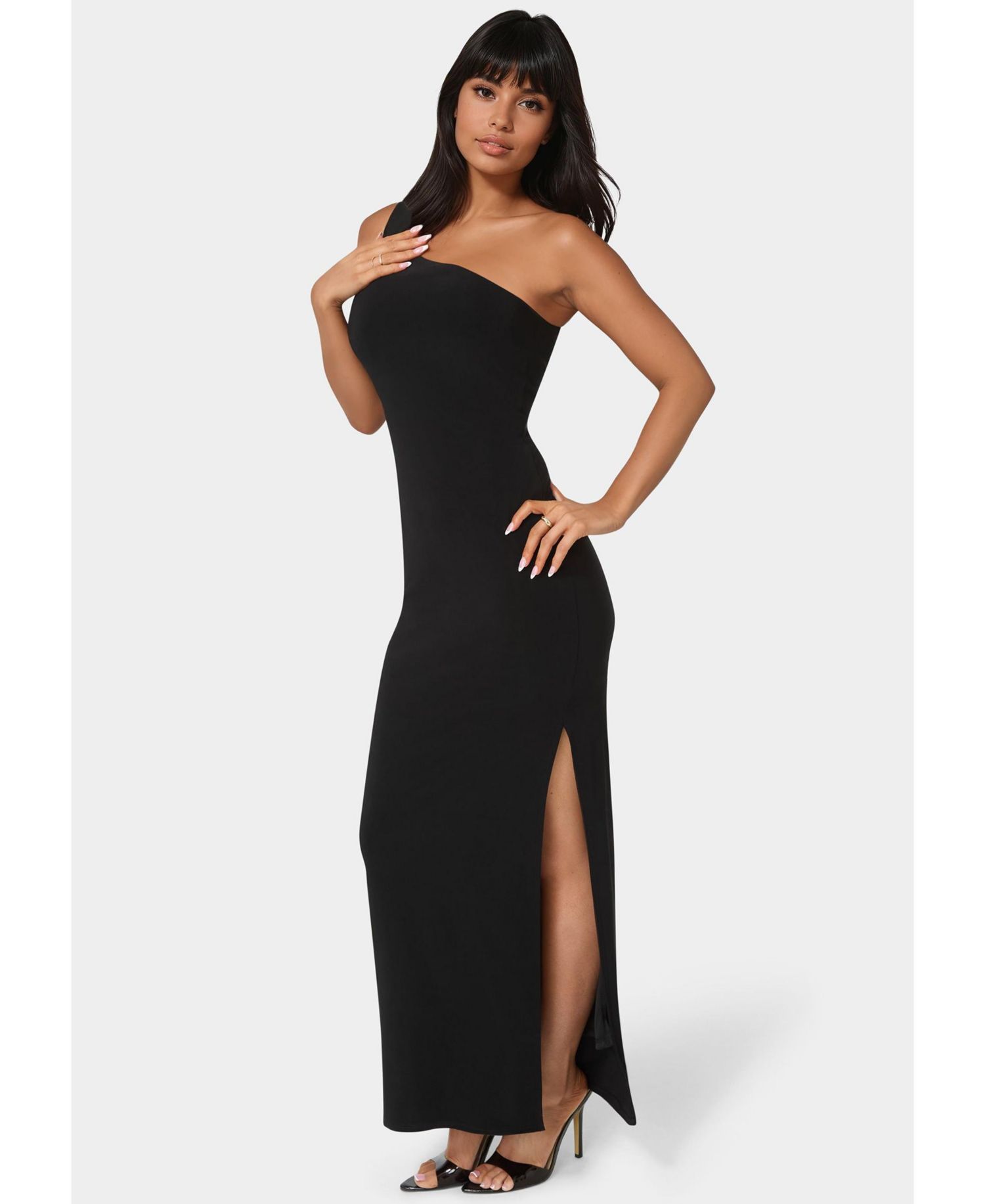 Women's One Shoulder High Slit Maxi Dress
