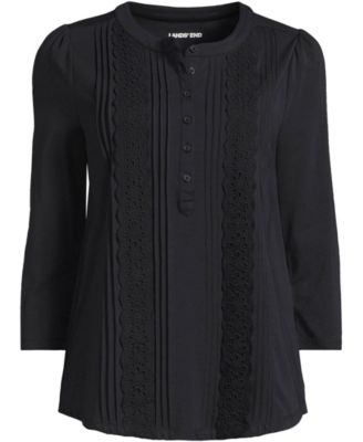 Women's Plus Size 3/4 Sleeve Lightweight Jersey Embellished Top