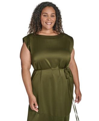 Plus Size Cap Sleeve Midi Dress