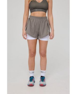 Women's Elite 2 in 1 Running Shorts - Khaki