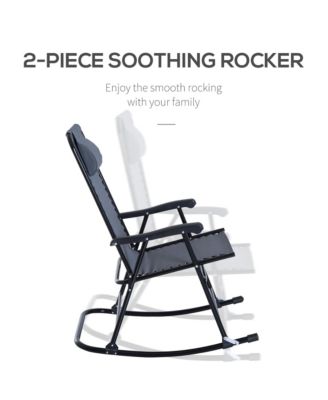 Folding Rocking Chairs, Outdoor Camping Chairs w/ Headrests,
