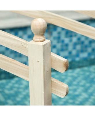 7.5' Fir Wood Garden Bridge Arc Walkway with Side Railings, Natural