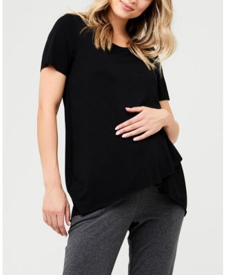Maternity Raw Edge Nursing Short Sleeve Top