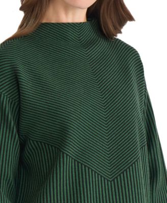 Women's Striped Funnel Mock Neck Sweater
