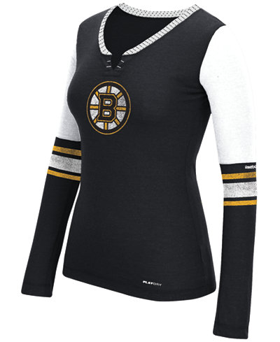 Reebok Women's Long-Sleeve Boston Bruins Henley T-Shirt