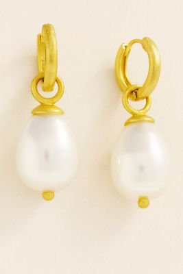 Ava Pearl Drop Huggie Earrings