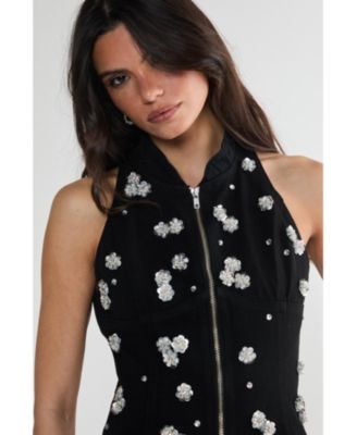 Embellished Applique Mini Dress