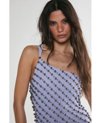 Women's One Shoulder Studded Mini Dress