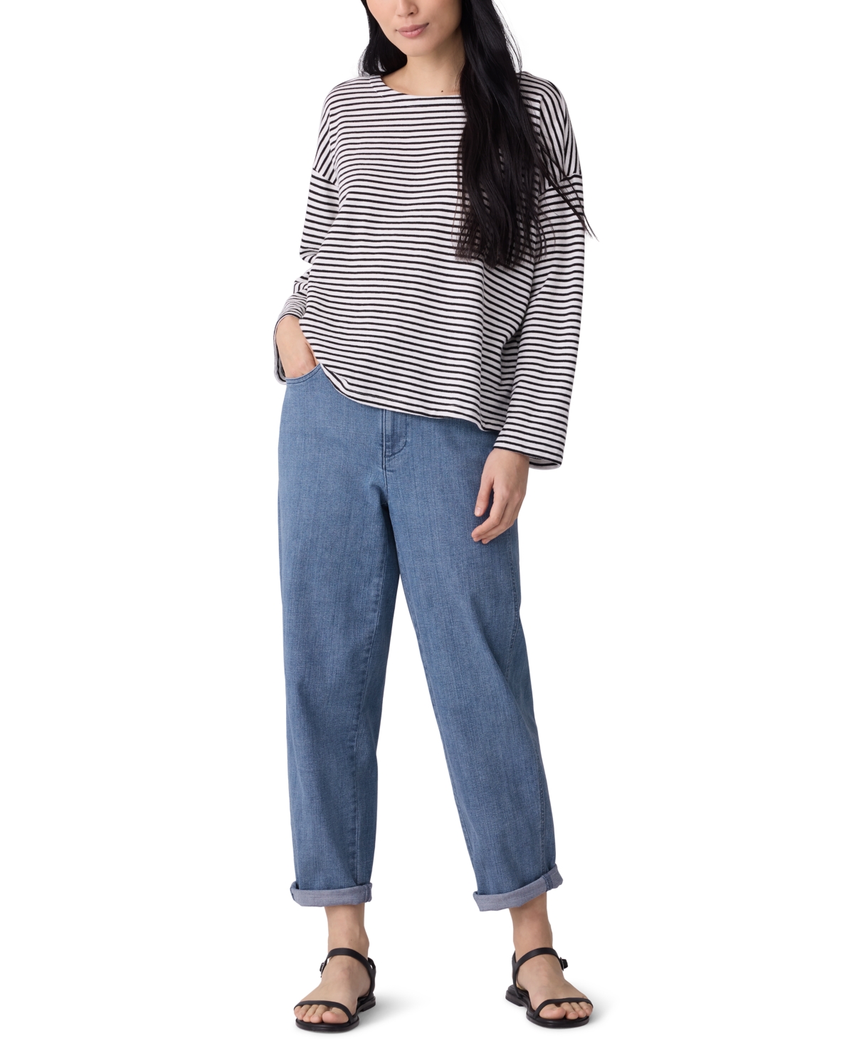 Eileen Fisher Women's Striped Top In Black