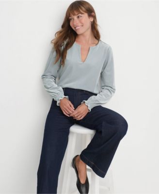 Women's Long Sleeve Velvet Blouse