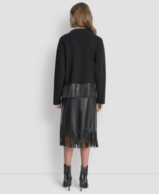 Women's Long Sleeve Fringe Hem Sweater