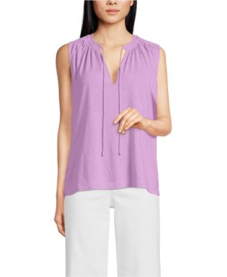 Women's Linen Blend Notch Neck Swing Tank Top