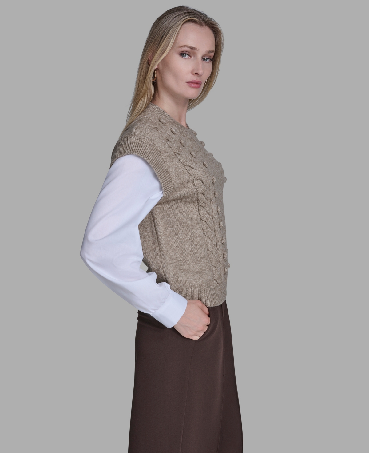 Bcbg Women's Pull-on Sweater Vest In Gray