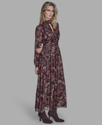 Women's High Neck Keyhole Midi Dress