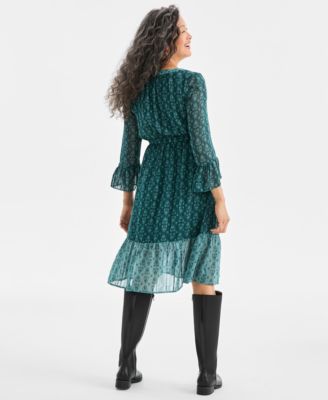 Women's Printed Shine Midi Dress, Macy's Exclusive