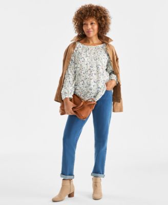 Style & Co - Women's Romance Ditsy Peasant Top