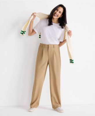 Women's Crepe High Rise Pleated Wide Leg Pants