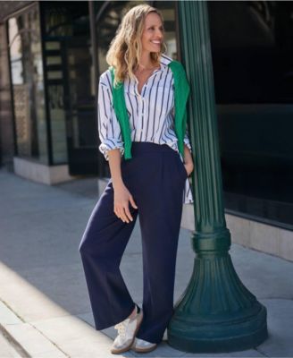 Women's Sport Knit High Rise Pleated Wide Leg Pants