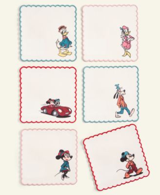 Mickey Mouse & Friends Embroidered Cocktail Napkins, Set of 6, Macy's Exclusive