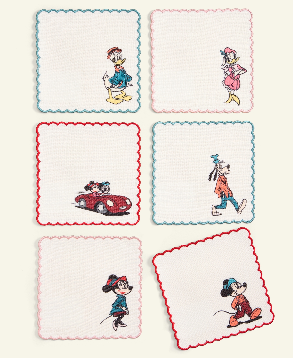 Disney | Macy's Mickey Mouse & Friends Embroidered Cocktail Napkins, Set of 6, Macy's Exclusive