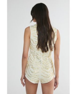 Women's Zebra V-Neck Tailored Vest