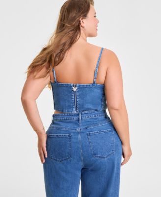 Plus Size Denim Minnie Mouse Bow Top Embellished with Crystals by Swarovski&reg;, Macy's Exclusive