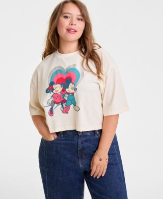 Disney | Macy's - Plus Size Mickey Mouse & Minnie Mouse Cropped Short-Sleeve Tee