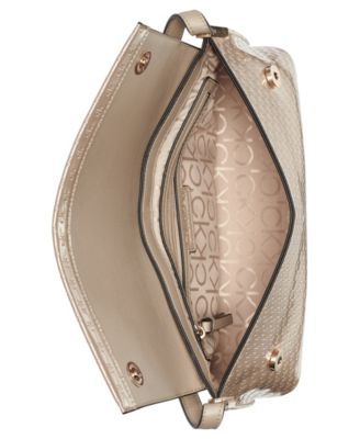 Verne Signature Embossed Flap Shoulder Bag