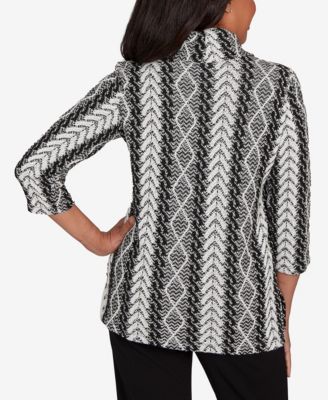 Women's Jet Setter Cable Jacquard Knit Top with Necklace
