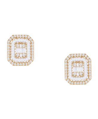 Diamond Baguette & Round Earrings (1/2 ct. t.w.) in 14k Yellow or White Gold