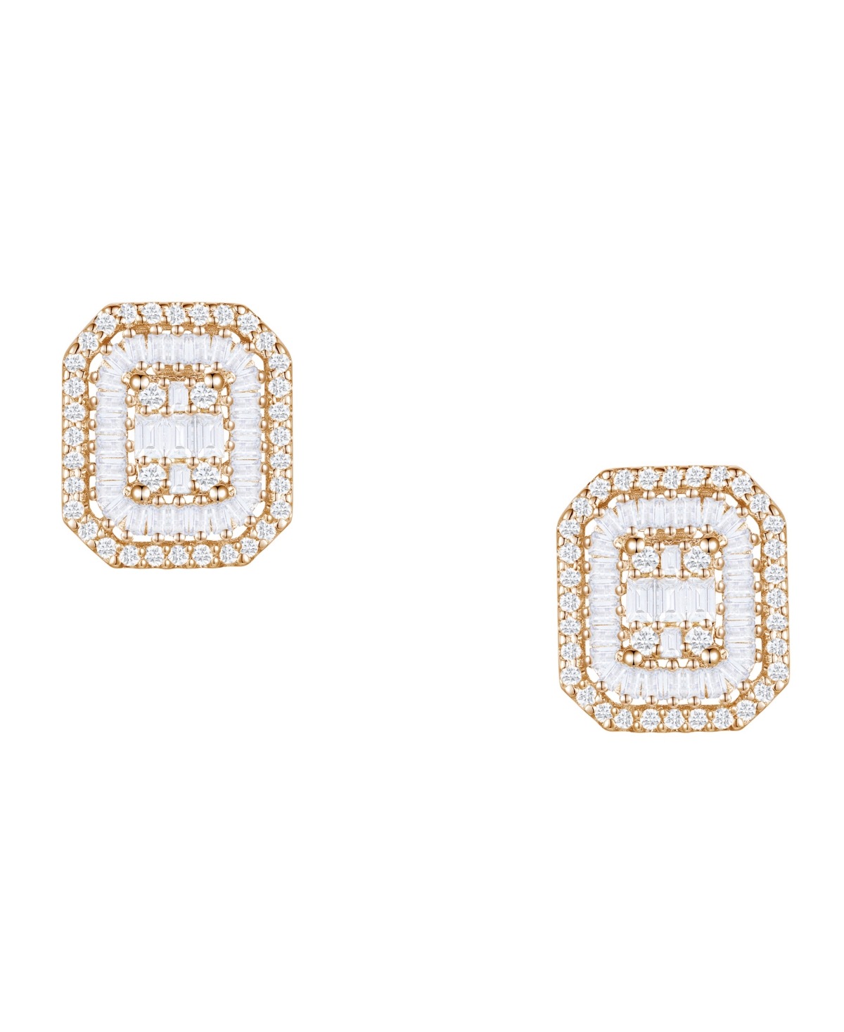 Diamond Baguette & Round Earrings (1/2 ct. t.w.) in 14k Yellow or White Gold