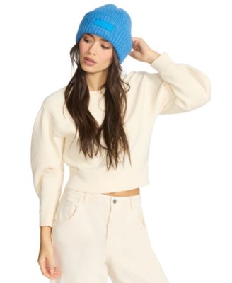 Women's Mixed Knit Tonal Patch Beanie