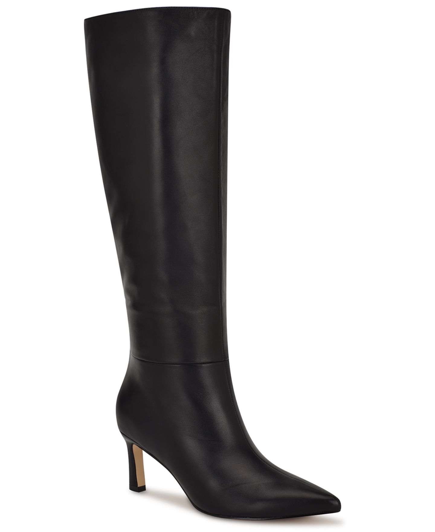 Женские ботинки Nine West Lorthey Tall Stiletto Dress Boots, Regular & Wide Calf, цвет: Чёрный кожаный — фото 1