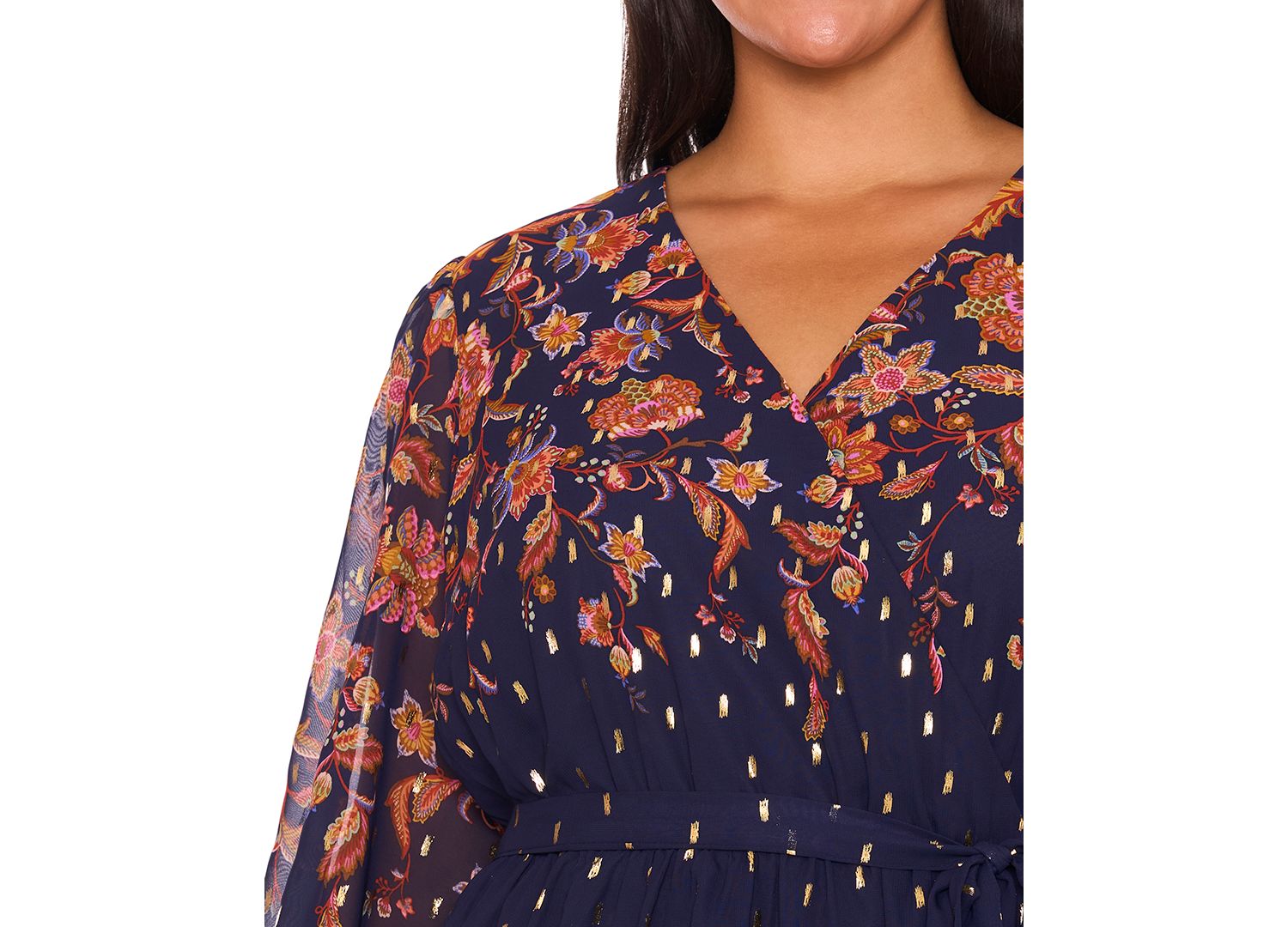 Plus Size Placement Print V-Neck Maxi Dress
