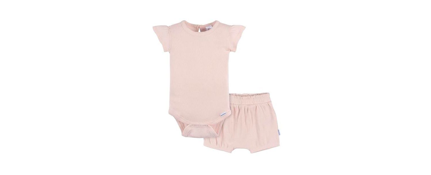 Baby Girls Crystal Pink Bodysuit and Shorts Set, 2-Pack