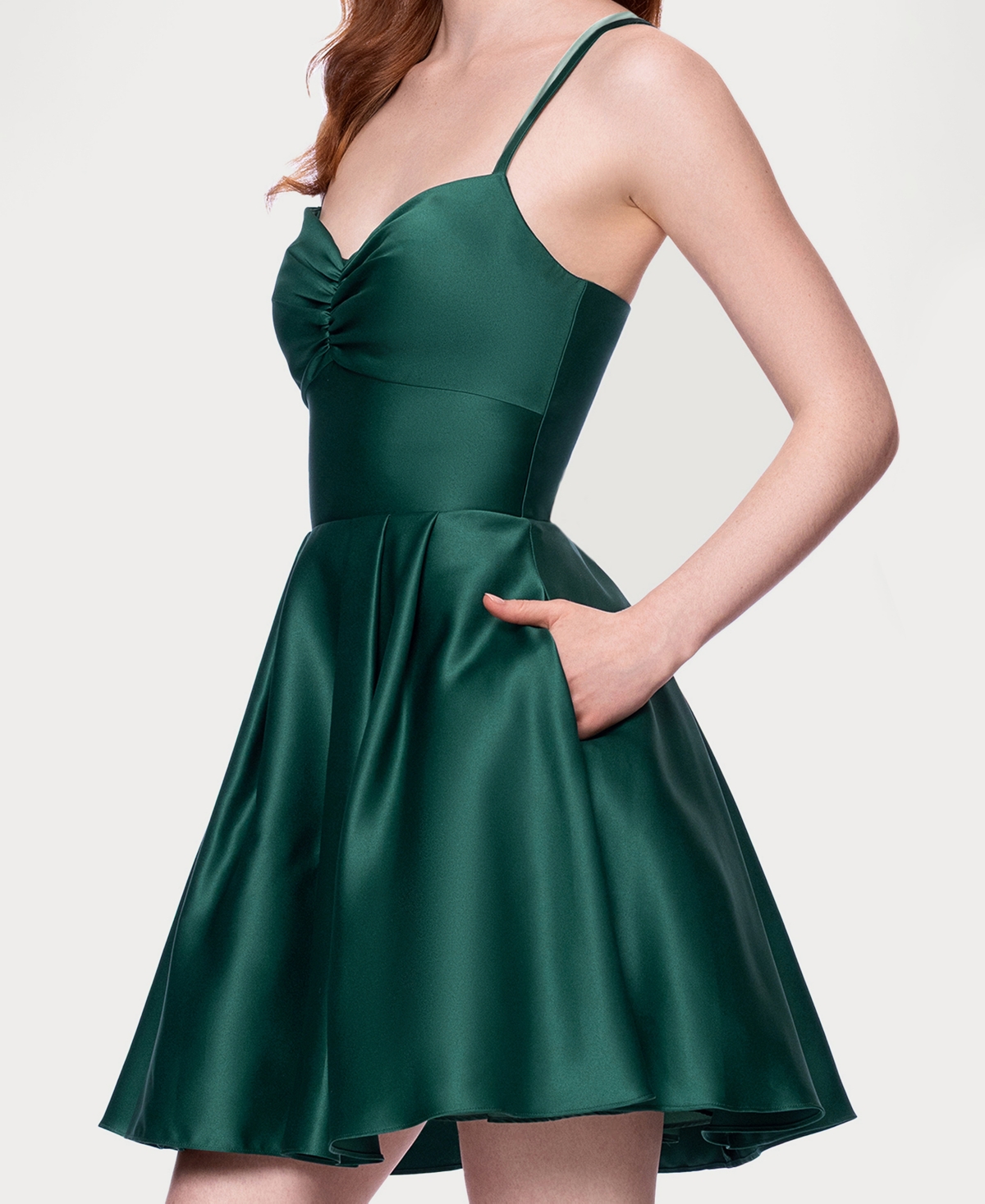 Blondie Nites Juniors' Lamour Lace-up Mini Dress In Green