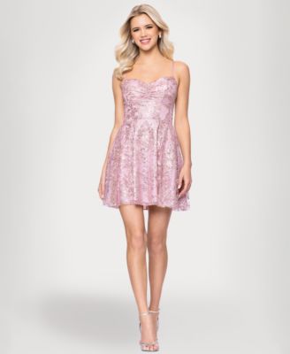 Juniors' Pinch Glitter Party A-Line Short Dress