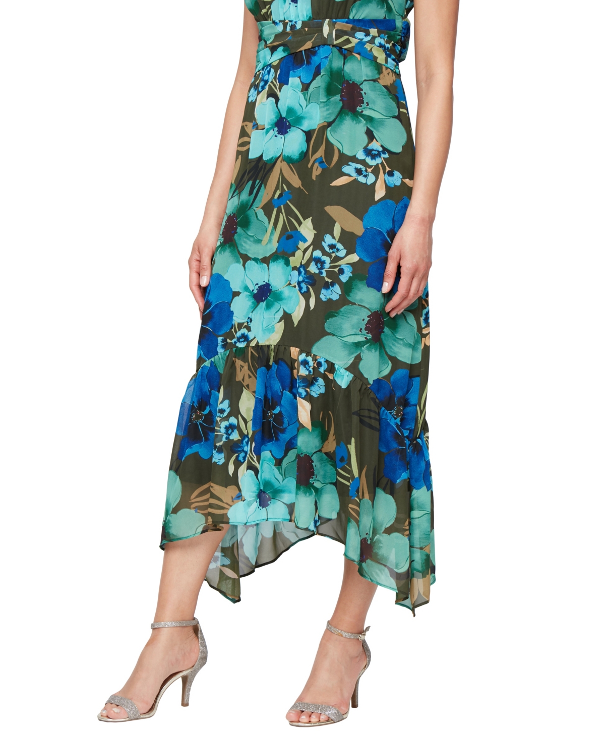 Sl Fashions Women's Printed Sleeveless A-Line Midi Dress