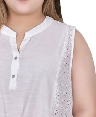 Plus Size Sleeveless Top with Eyelet Insets