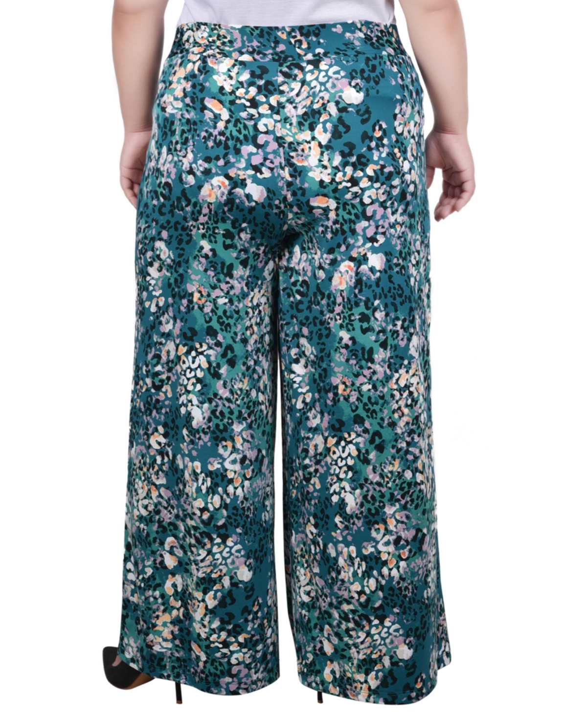 Ny Collection Plus Size Wide Leg Pull On Pant In Green