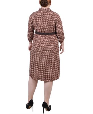 Plus Size 3/4 Roll Tab Sleeve Shirtdress