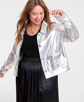 Plus Size Minnie Mouse Faux-Leather Jacket Embellished with Crystals by Swarovski&reg;, Macy's Exclusive
