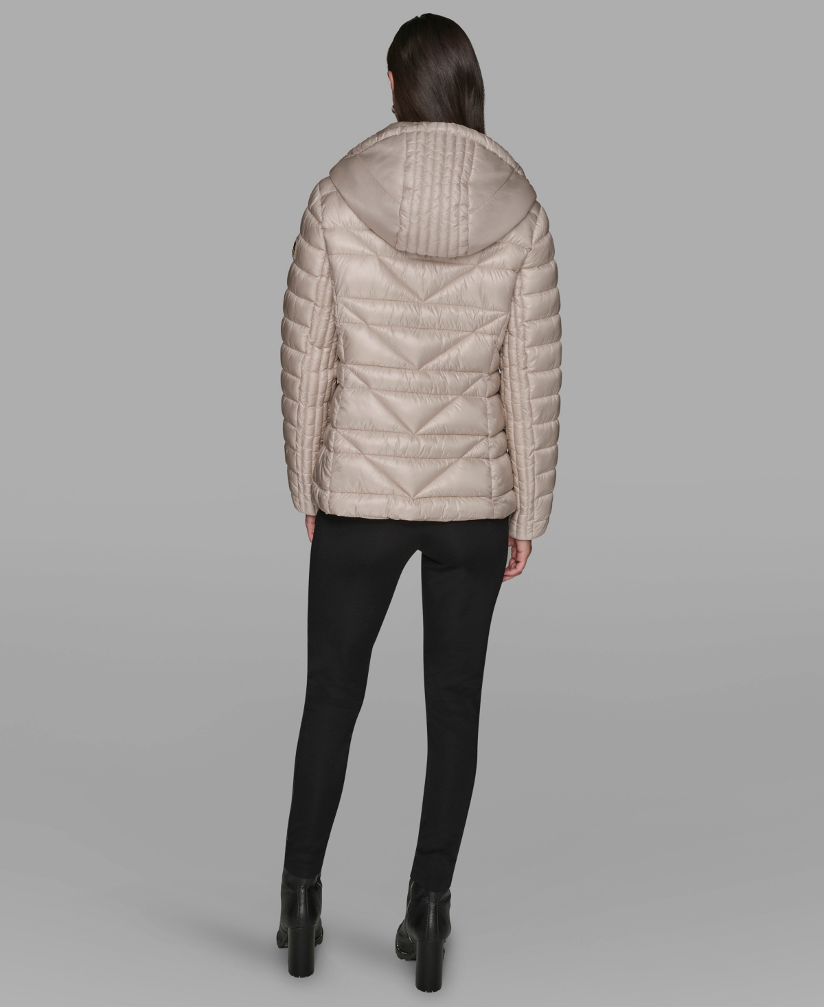Karl Lagerfeld Women's Drawstring Puffer Coat In Gold